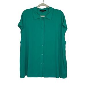 Eloquii green butt down short sleeve blouse lightweight women's size 20